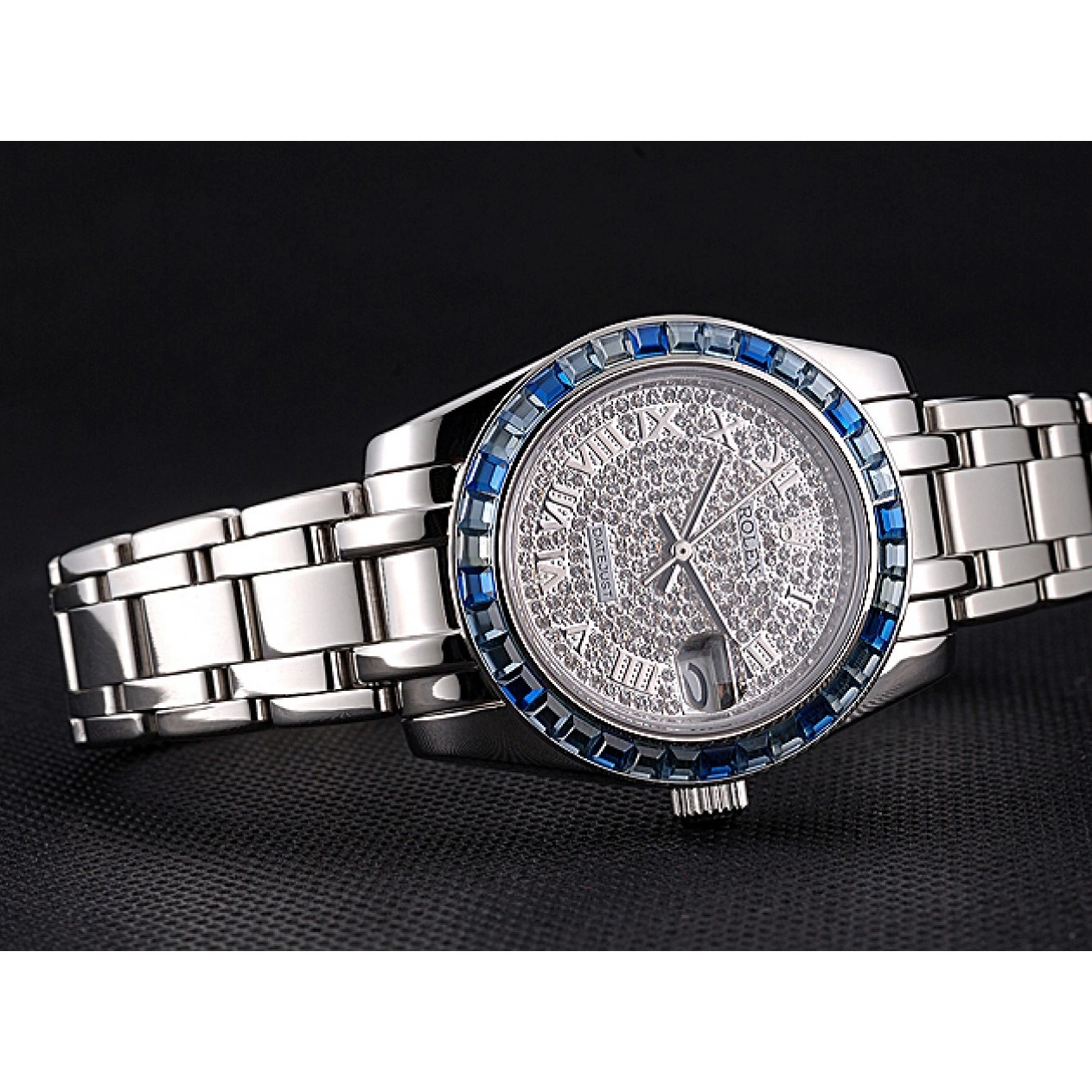 Aaa replica watch Datejust Bezel Stainless Jewels Dial Case 622834 Steel And Blue Bracelet Rolex Diamond 0612